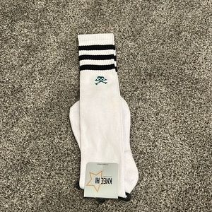 Knee high new with tags socks, small green skulls